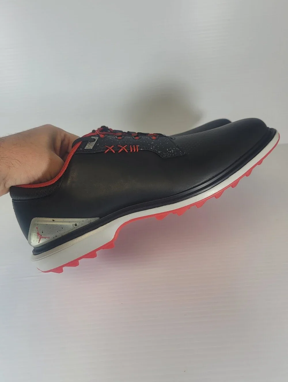 Nike Jordan ADG 5 Leather Black Spikeless Golf Shoes Men's 9 Size Red FQ6642-001